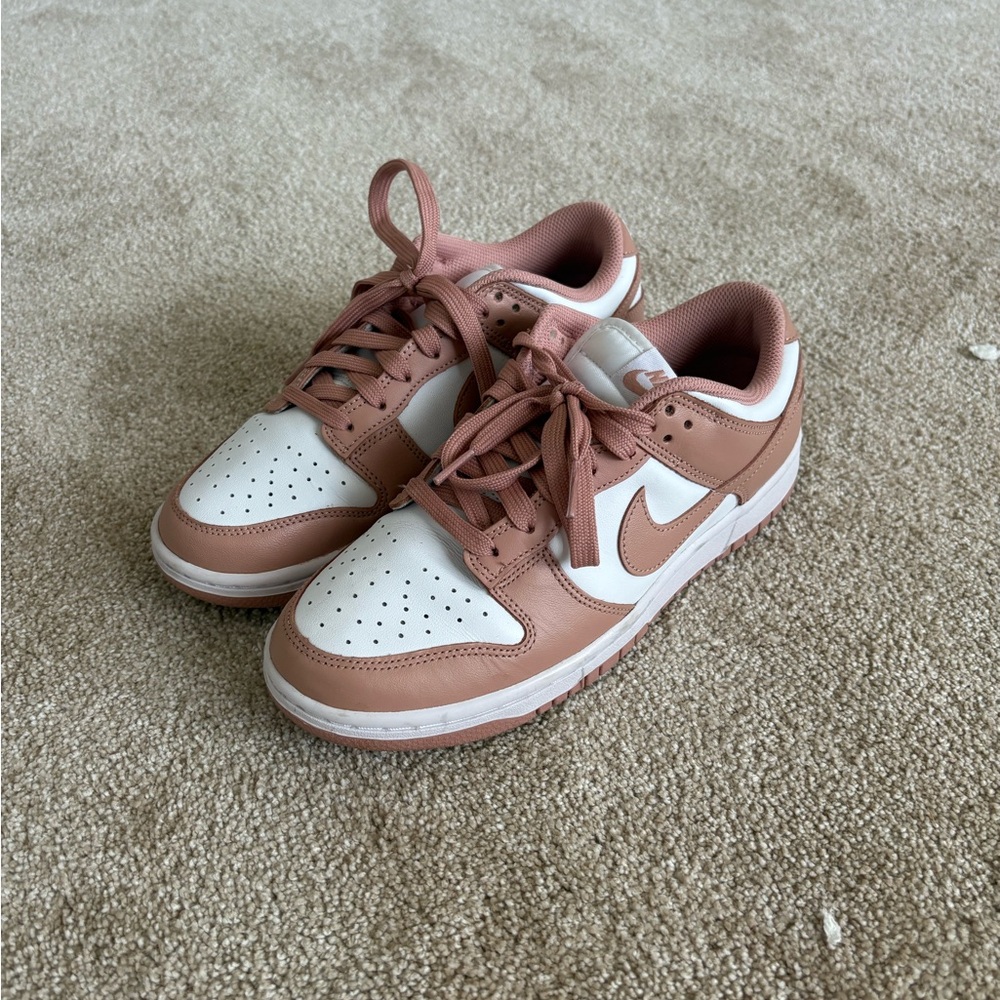 Nike White and Tan Dunk Lows